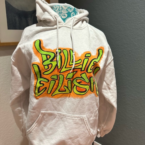 Billie Eilish White and Orange Hoodie - Picture 1 of 7